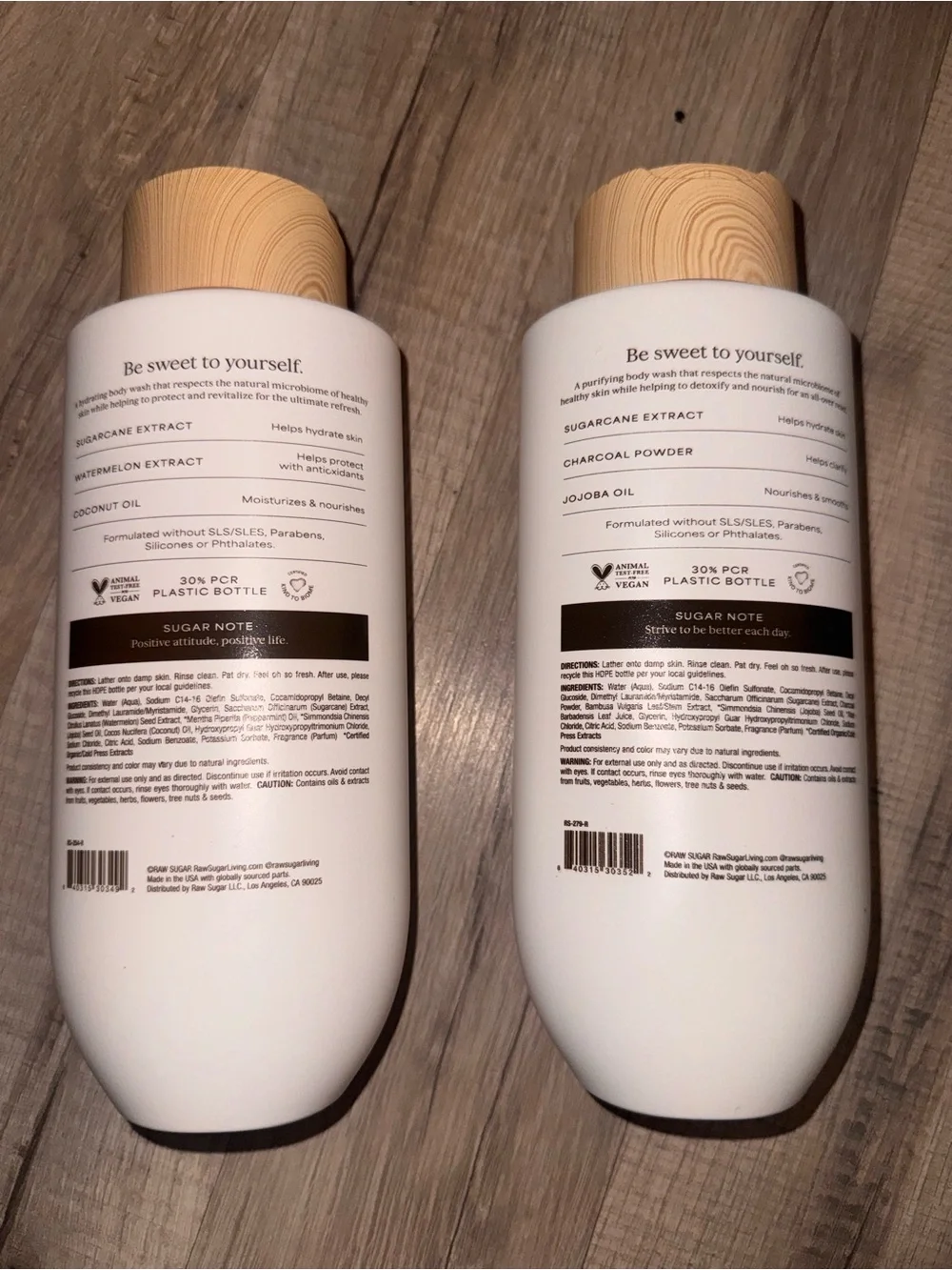 Raw Sugar Watermelon Mint & Charcoal Bamboo Body Wash Duo - Pink and Gray